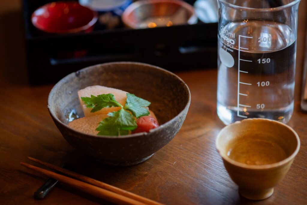 Simmered seasonal dish with sake